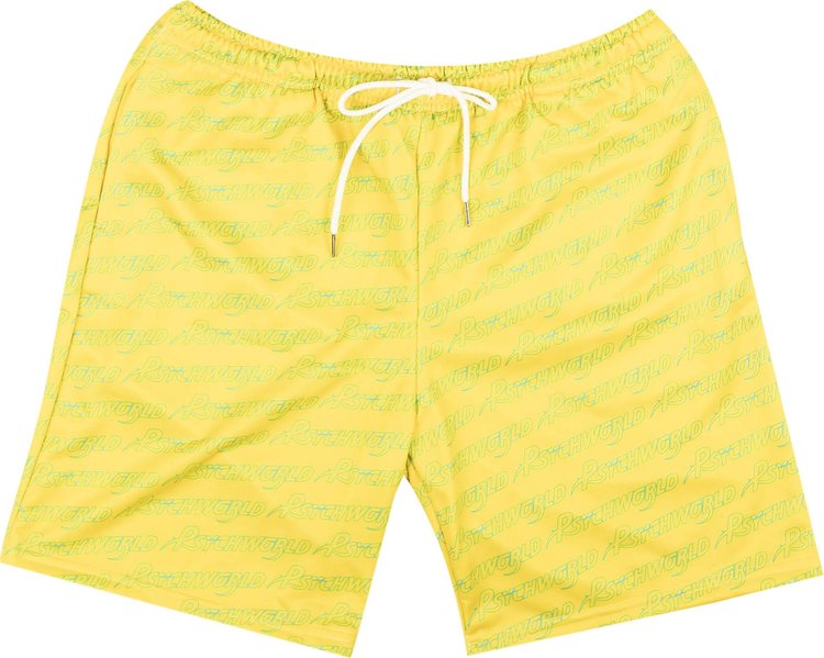 Psychworld Repeated Logo Shorts YellowTeal