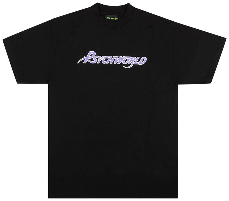 Psychworld Logo Short Sleeve T Shirt BlackPurple