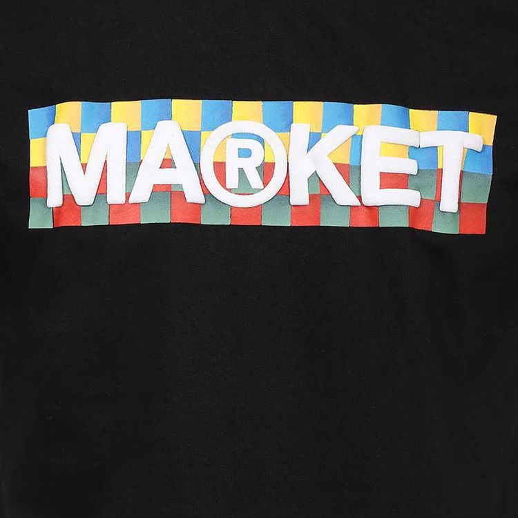 Market Checkered Bar Logo T Shirt Black