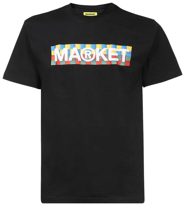 Market Checkered Bar Logo T Shirt Black