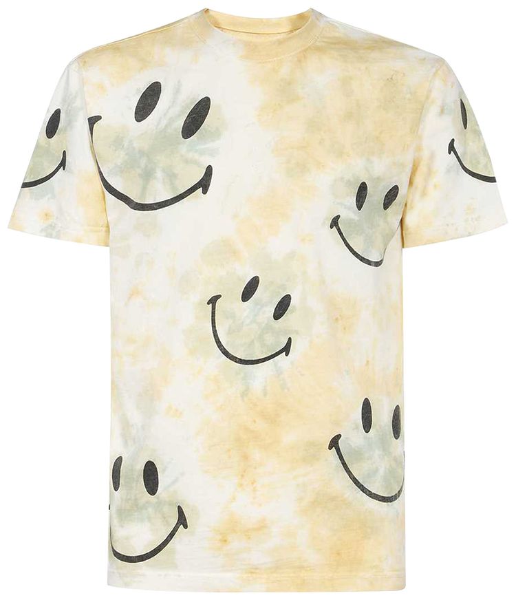Market Smiley Shibori Dye T Shirt Cream
