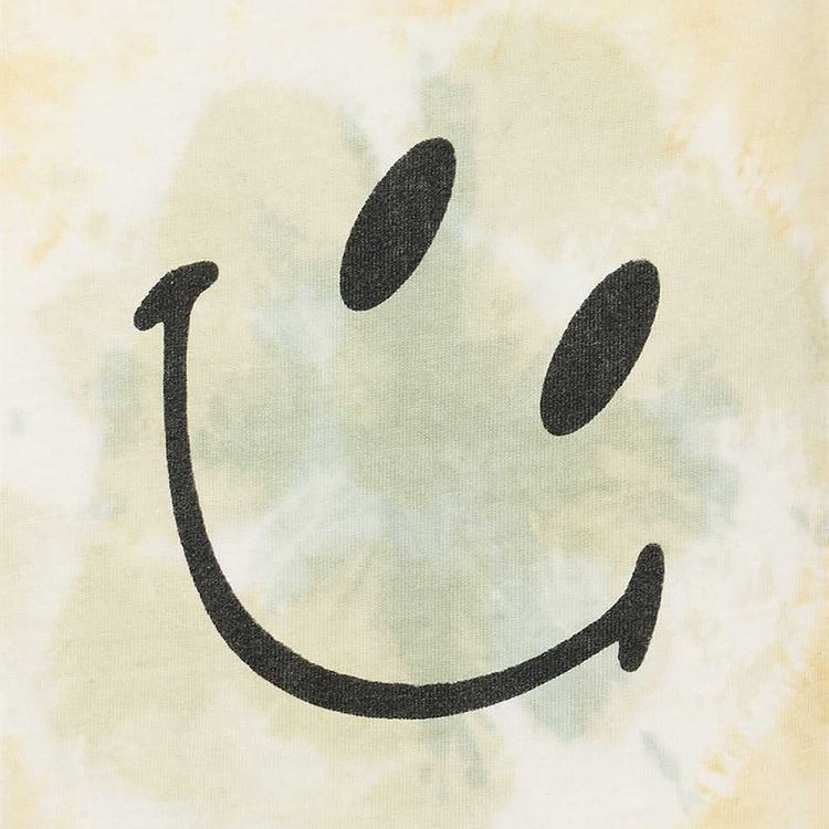 Market Smiley Shibori Dye T Shirt Cream