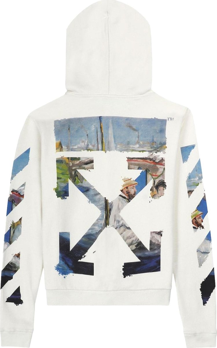 Off White Diag Multicolour Zipped Hoodie White