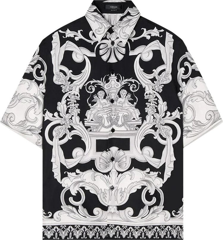 Versace Silver Baroque Silk Shirt 'Black/White'