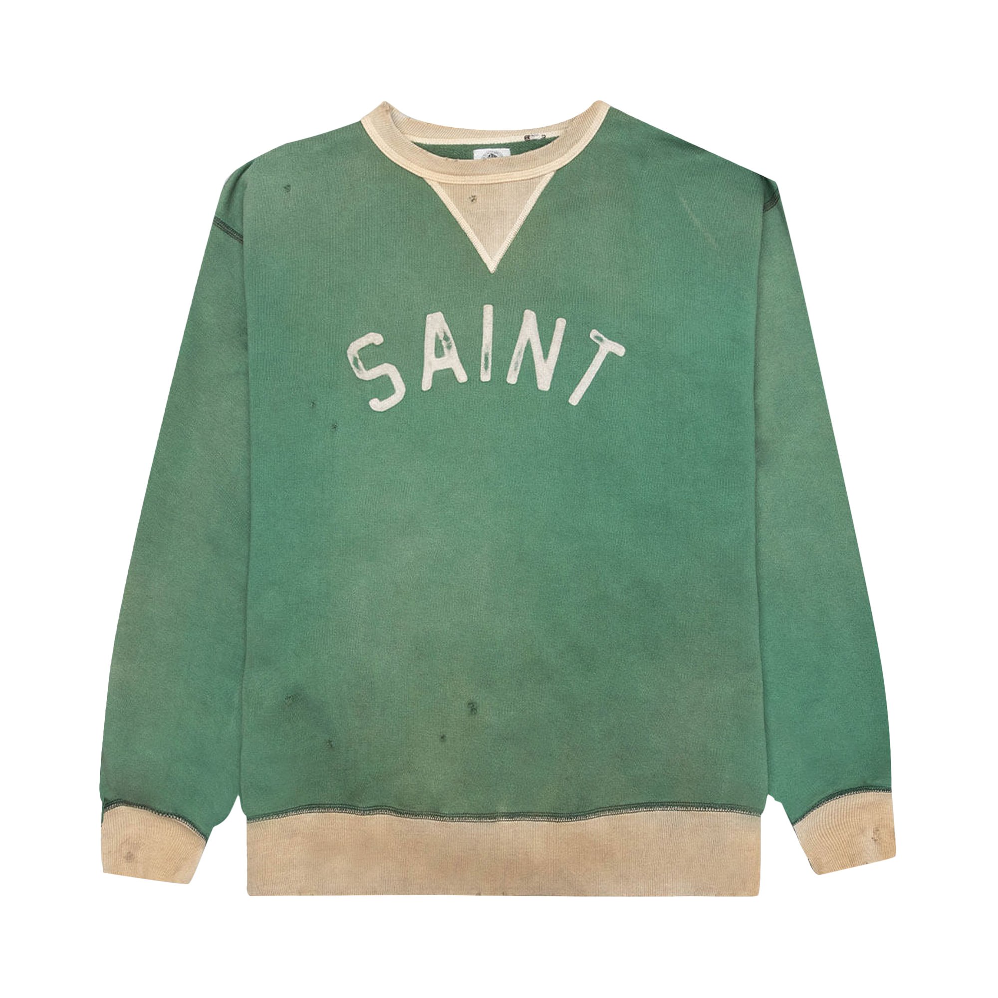 Buy Saint Michael Felt Sweatshirt 'Green/Grey' - SM S22 0000 040 