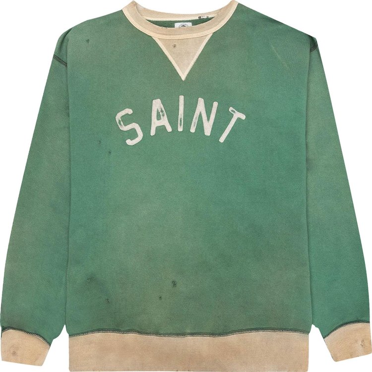 Saint Michael Felt Sweatshirt 'Green/Grey'