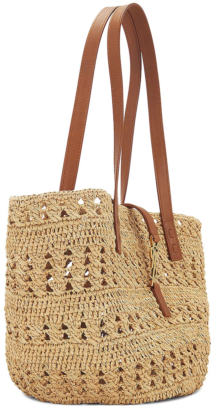 Saint Laurent Small Panier Raffia Bag NaturaleBrick