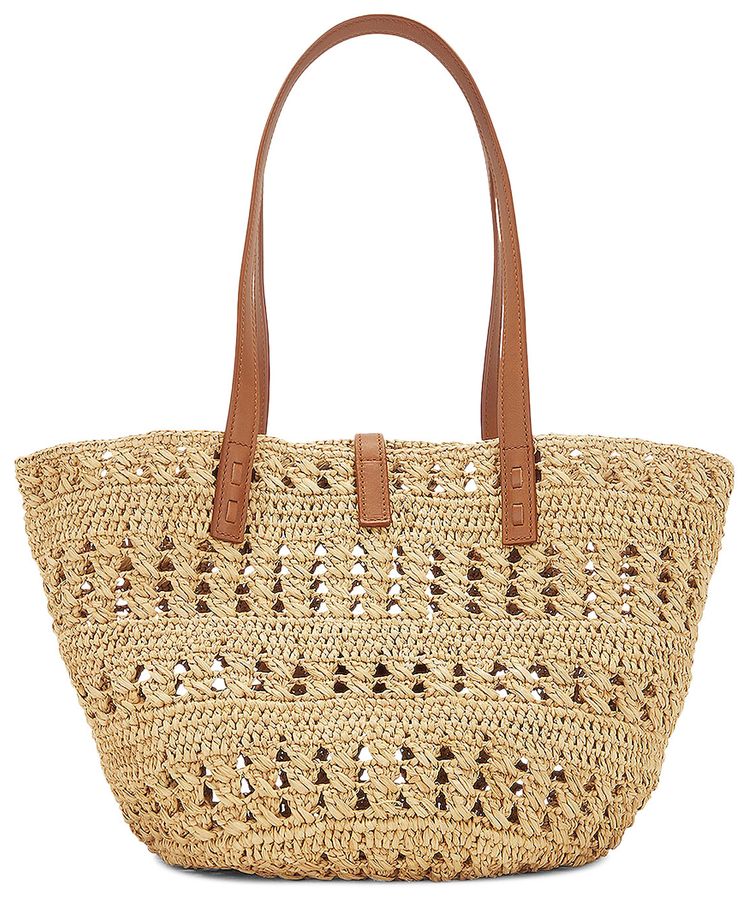 Saint Laurent Small Panier Raffia Bag NaturaleBrick