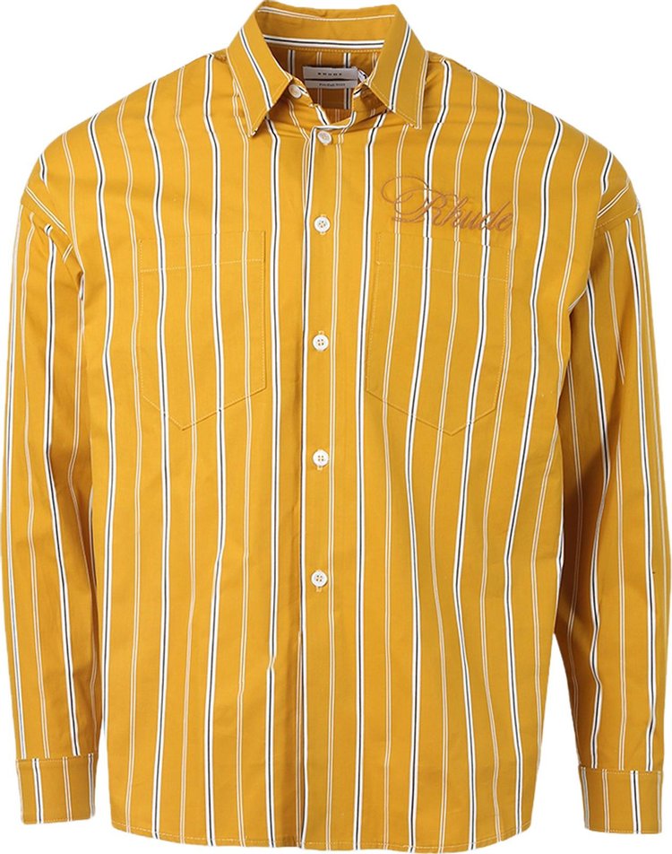Rhude Striped Long-Sleeve Shirt 'Mustard'