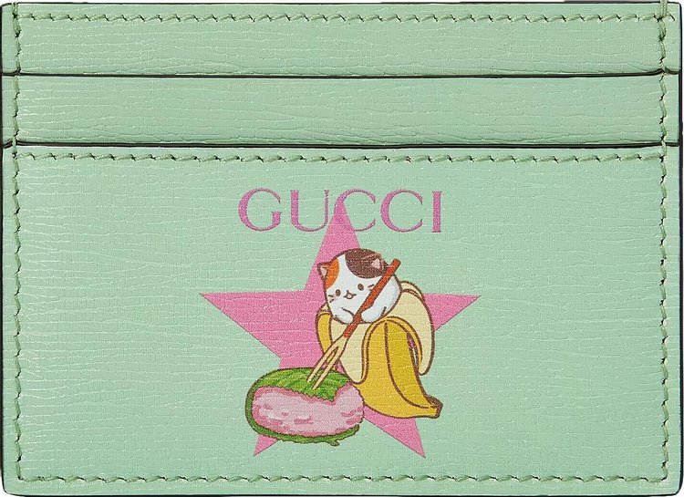 Gucci Star Bananya Print Card Case 'Pale Green'