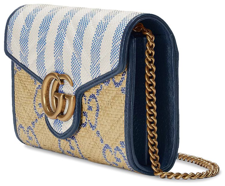 Gucci GG Marmont Raffia Effect Mini Bag Off WhiteBeige