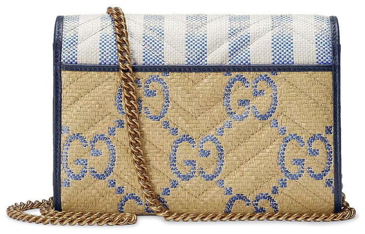 Gucci GG Marmont Raffia Effect Mini Bag Off WhiteBeige