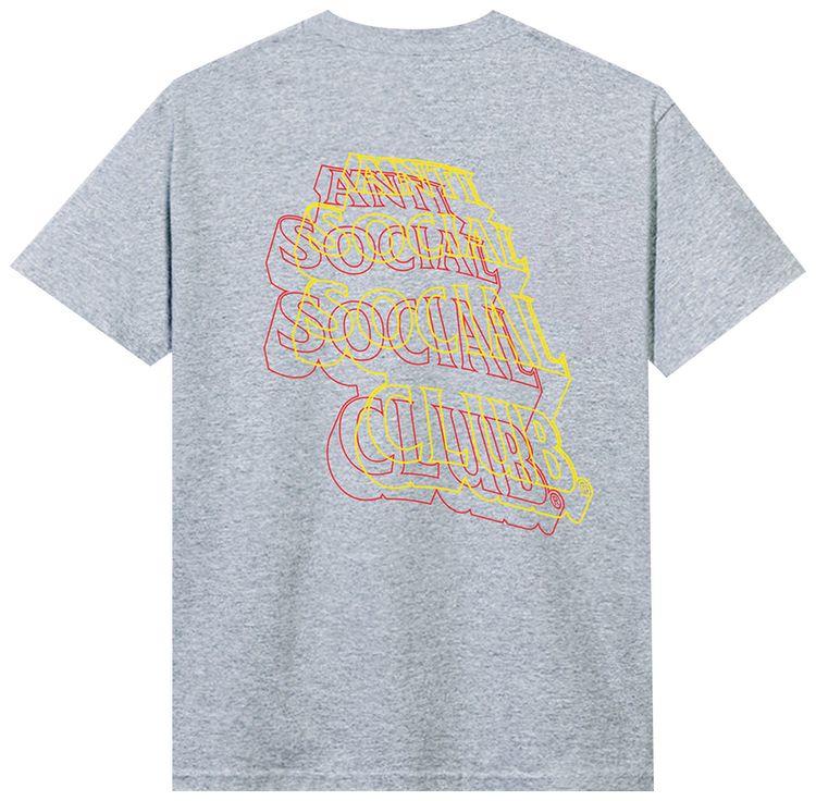 Anti Social Social Club Neon Lights And A Lot Of Rain Tee Heather Grey
