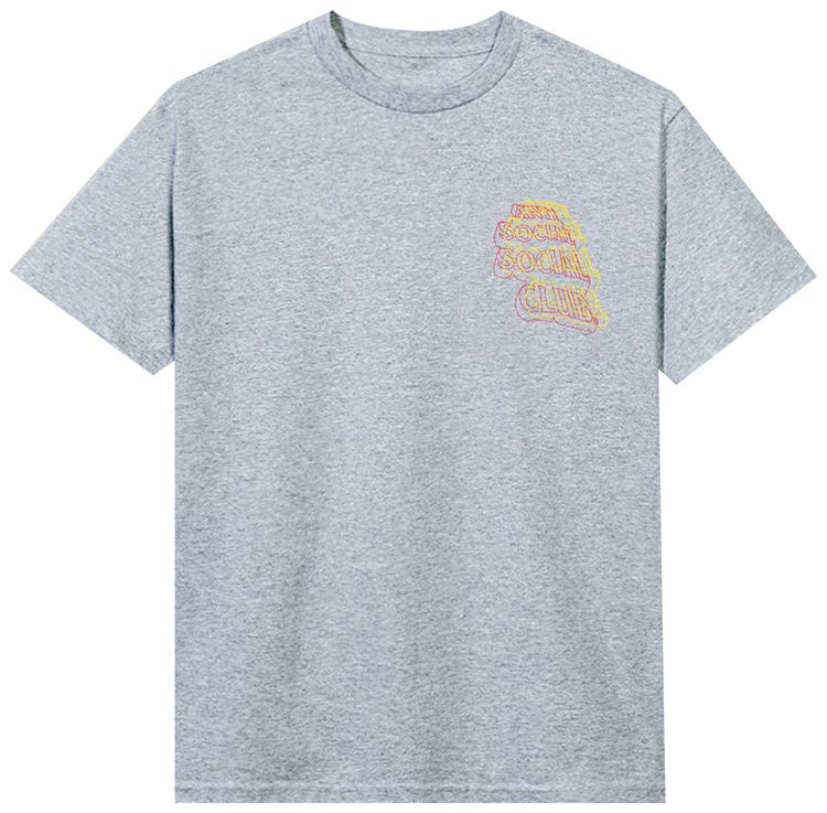 Anti Social Social Club Neon Lights And A Lot Of Rain Tee Heather Grey