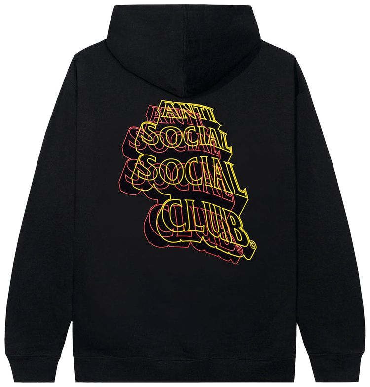 Anti Social Social Club Neon Lights And A Lot Of Rain Hoodie Black