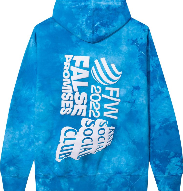 Anti Social Social Club False Promises Tie Dye Hoodie Blue