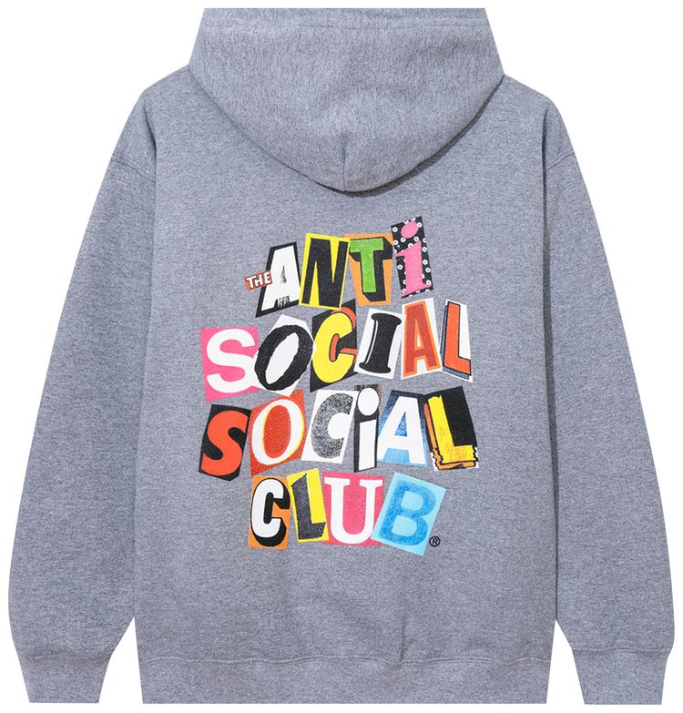 Anti Social Social Club Torn Pages Of Our Story Zip Hoodie Heather Grey