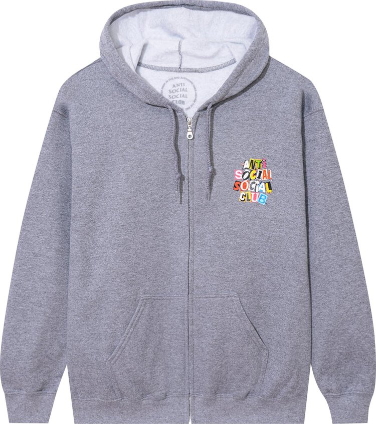 Anti Social Social Club Torn Pages Of Our Story Zip Hoodie 'Heather Grey'