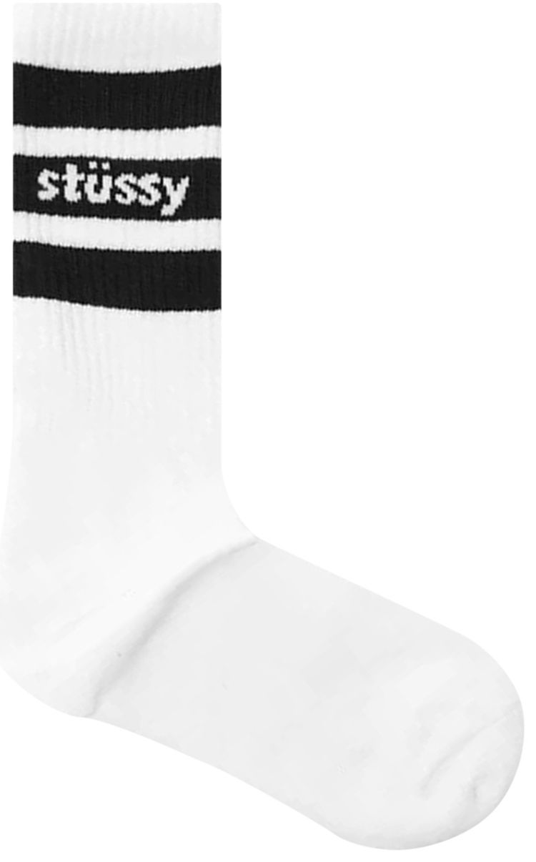 Stussy Striped Crew Socks WhiteBlack