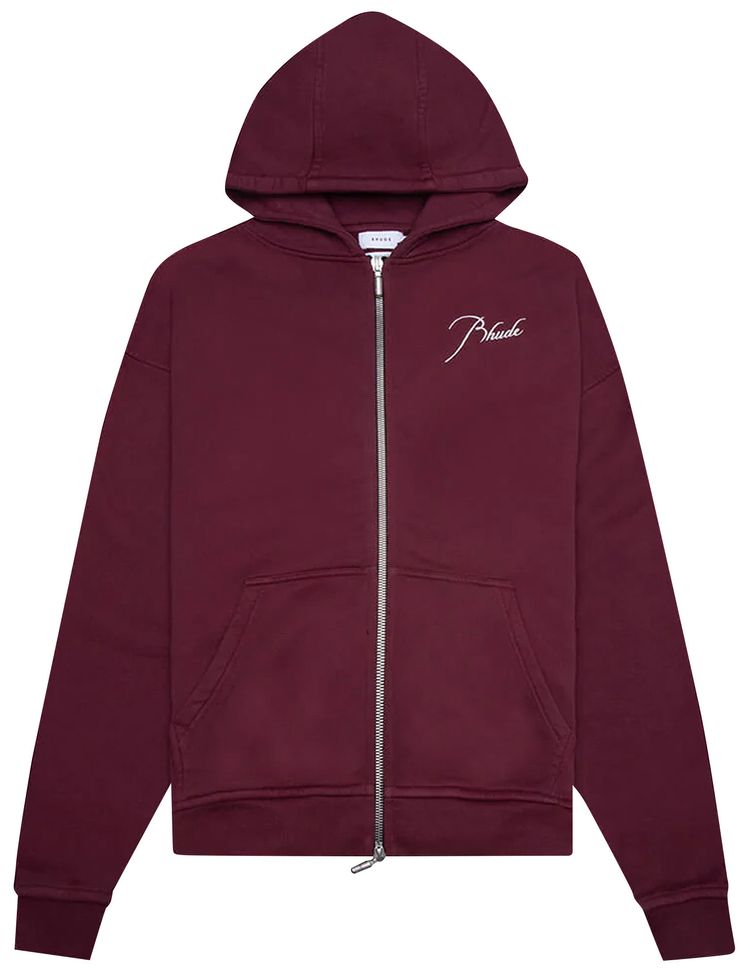Rhude Zip Up Hoodie Maroon