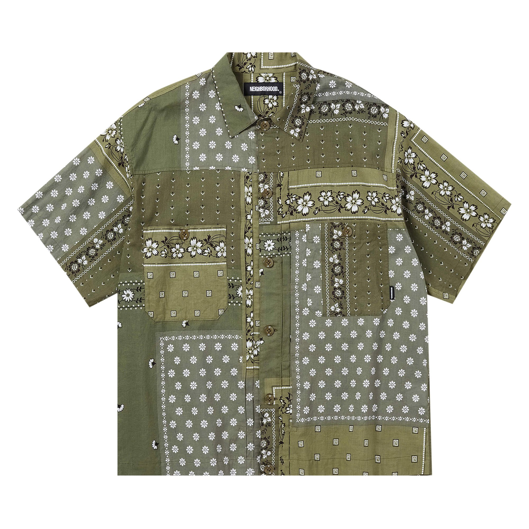 Buy Neighborhood Bandana Chopped Type-B Shirt 'Olive Drab 