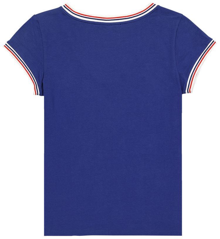 Vintage Paris Saint Germain Crystal Embellished Eiffel Tower V Neck T Shirt Blue