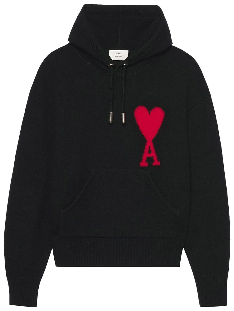 Ami ADC Knitted Hoodie BlackRed