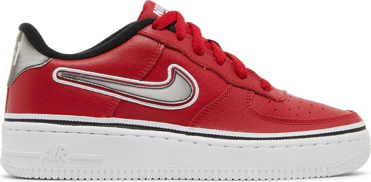 Nike Kids Air Force 1 Lv8 GS Red Satin Basketball Shoe (6) 