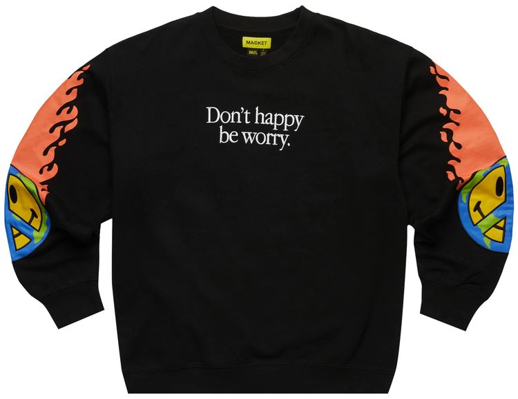 Market Smiley Earth On Fire Crewneck Black