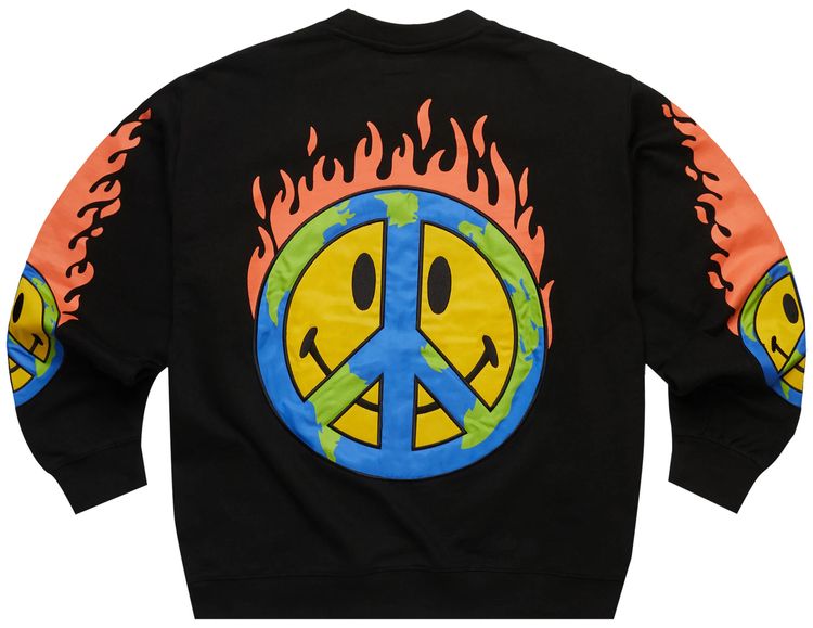 Market Smiley Earth On Fire Crewneck Black