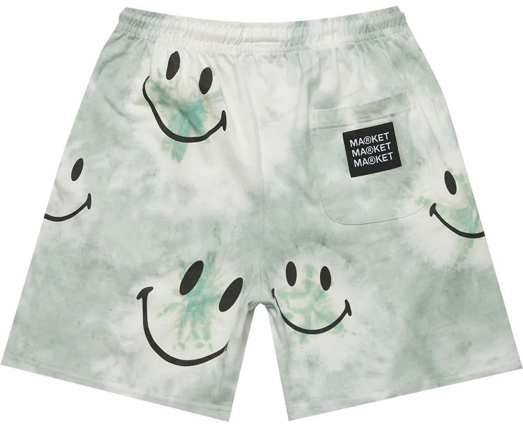 Market Smiley Shibori Dye Shorts Green