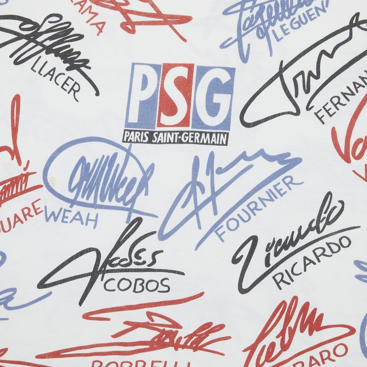 Vintage Paris Saint Germain 1990s Signature All Over Print T Shirt White