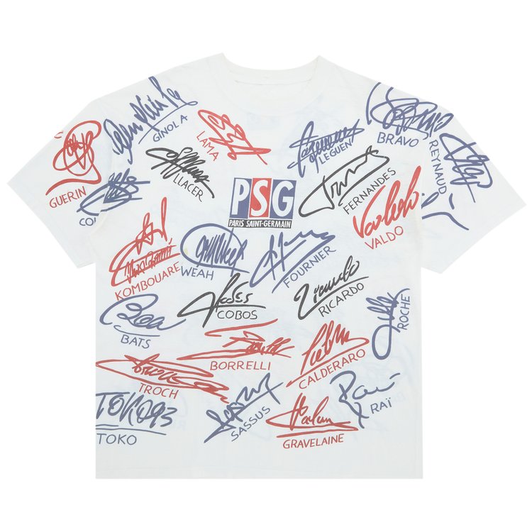 Vintage Paris Saint-Germain 1990's Signature All Over Print T-Shirt 'White'