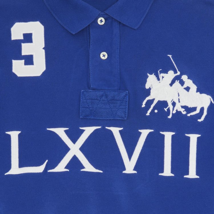 Vintage Polo Ralph Lauren Short Sleeve LXVII Logo Polo Shirt Blue