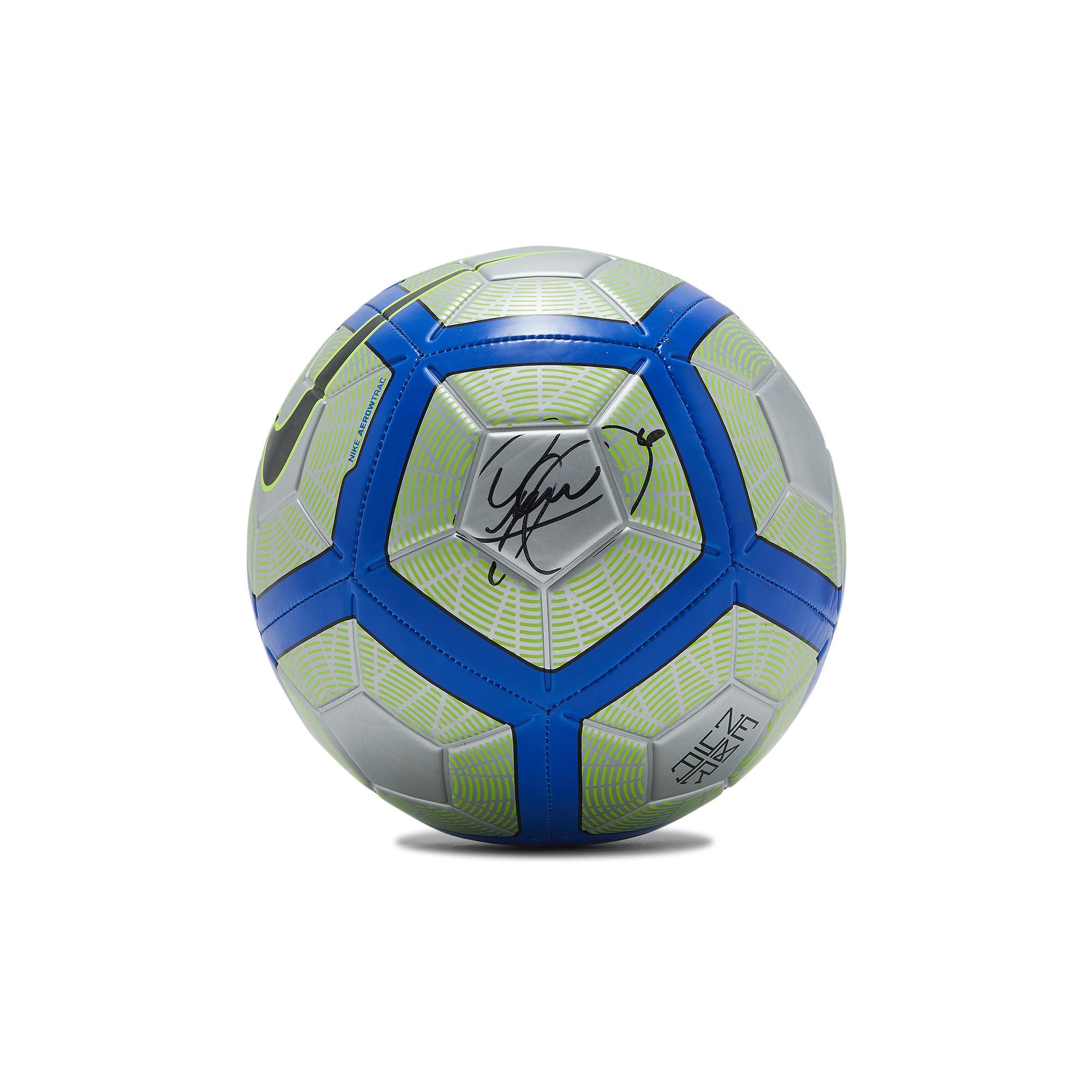 Buy Pre Owned Nike Aerowtrac Soccer Ball Signed by Neymar Jr. Green Blue 0001 100000309ASBNJ GREE GOAT