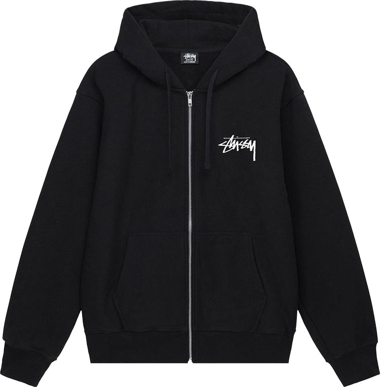 Stussy No. 4 Appliqué Full Zip Hoodie in Black, Men's (Size XL)