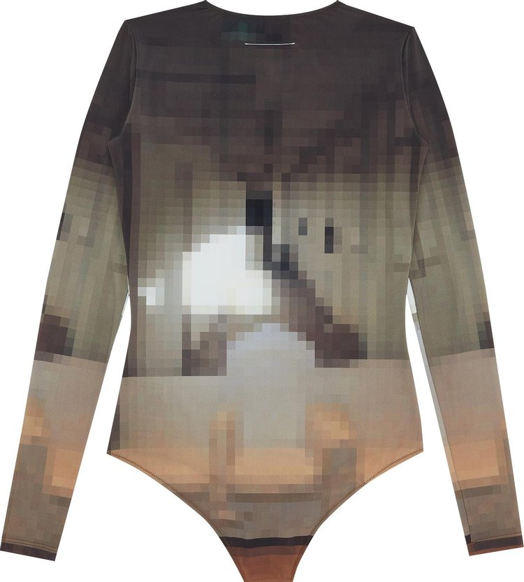 MM6 Maison Margiela Body Suit Top Pixelated Brown