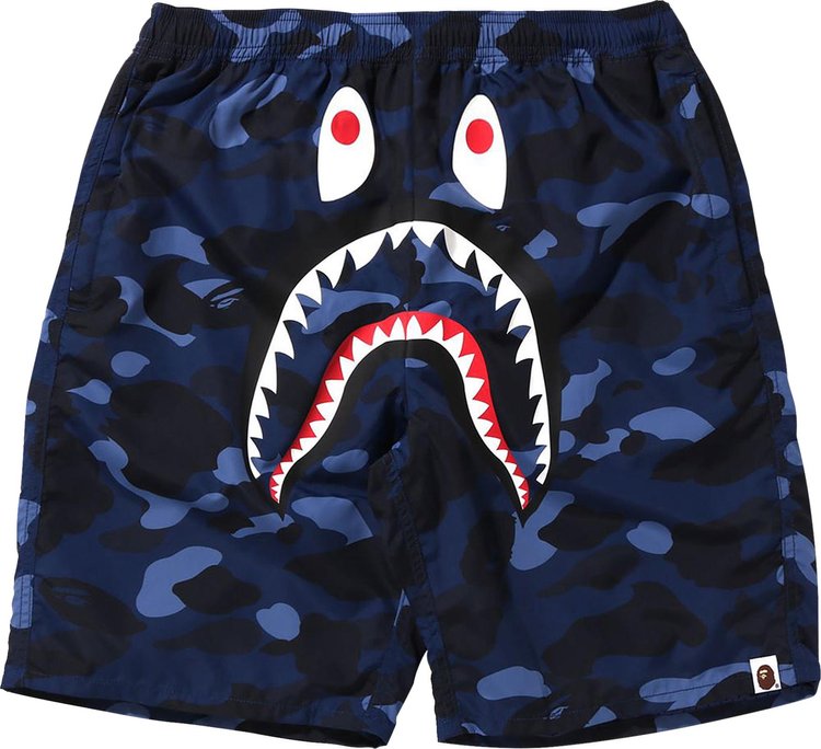 BAPE Color Camo Shark Beach Shorts Navy