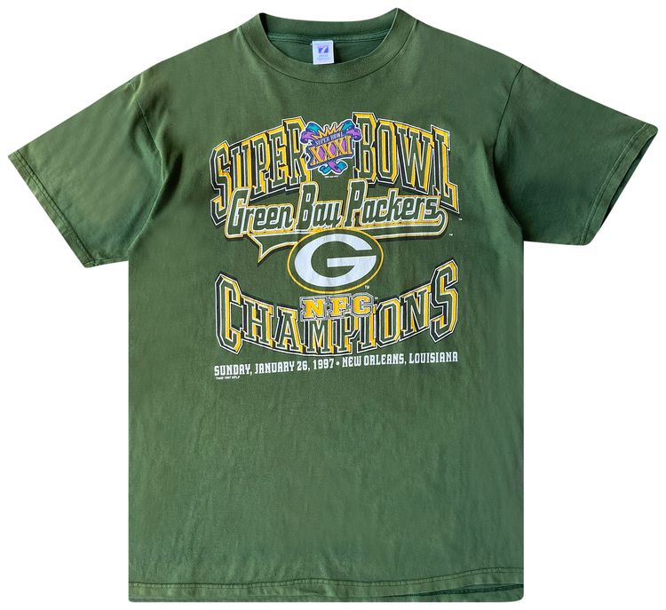 Pre Owned Vintage 1997 Green Bay Packers Super Bowl Tee Green