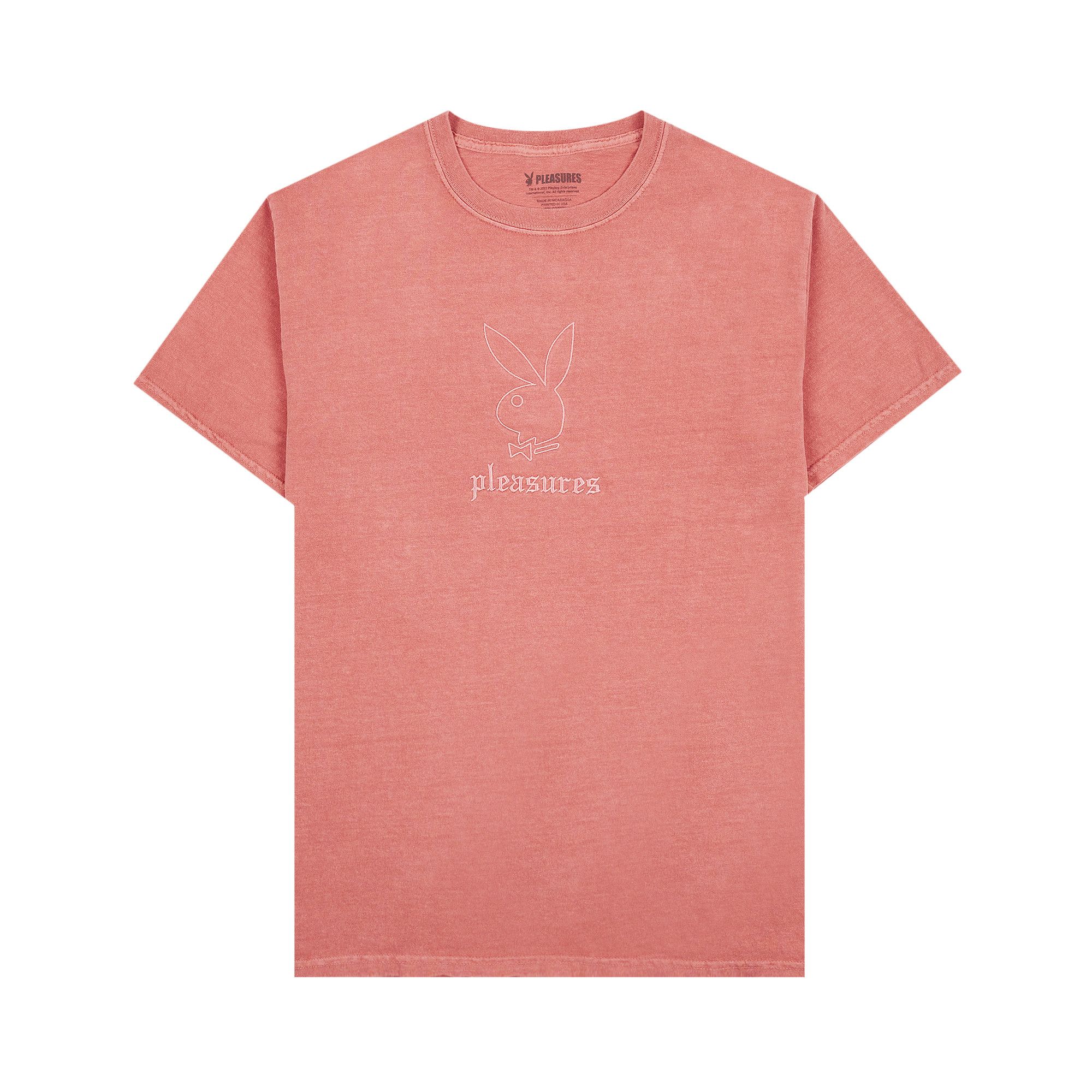 Buy Pleasures x Playboy Entertainment Pigment Dye T Shirt Red