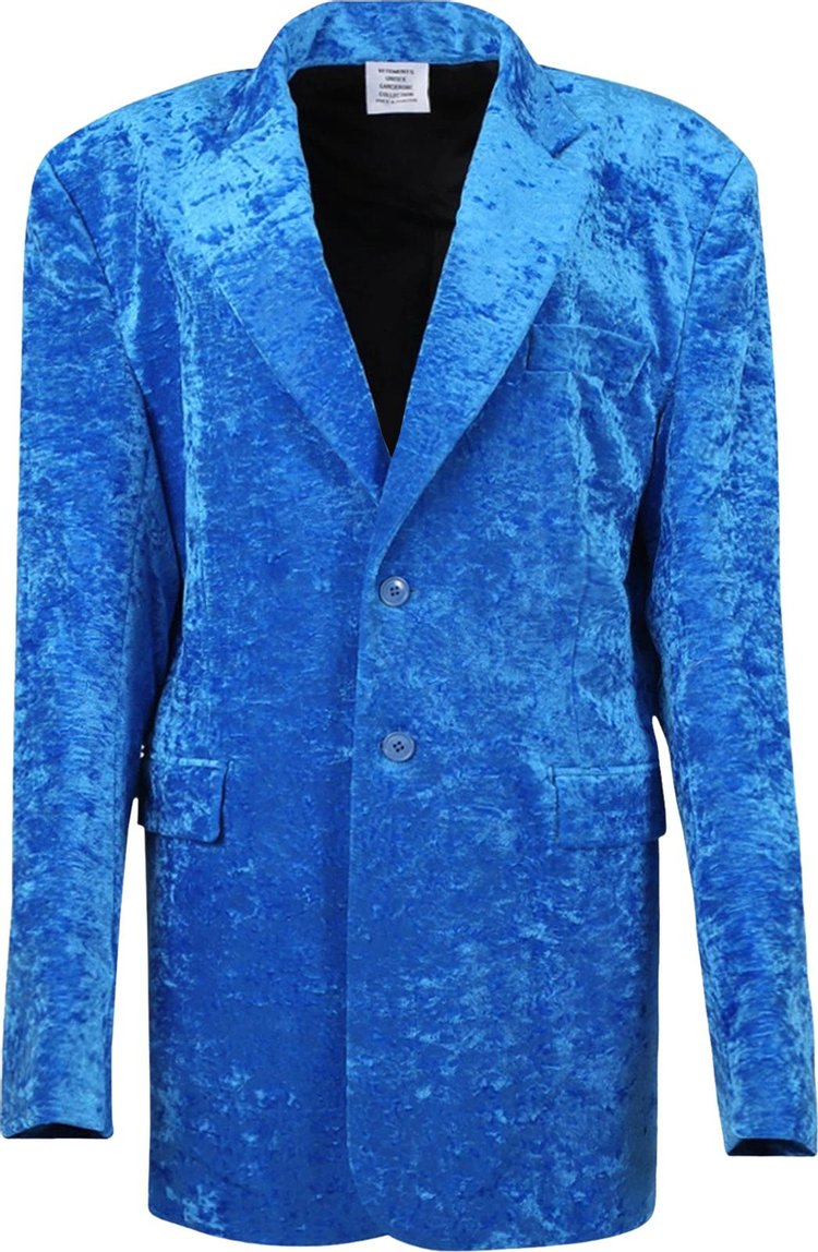 Vetements Boxy Single Breasted Velvet Tailored Jacket 'Blue'