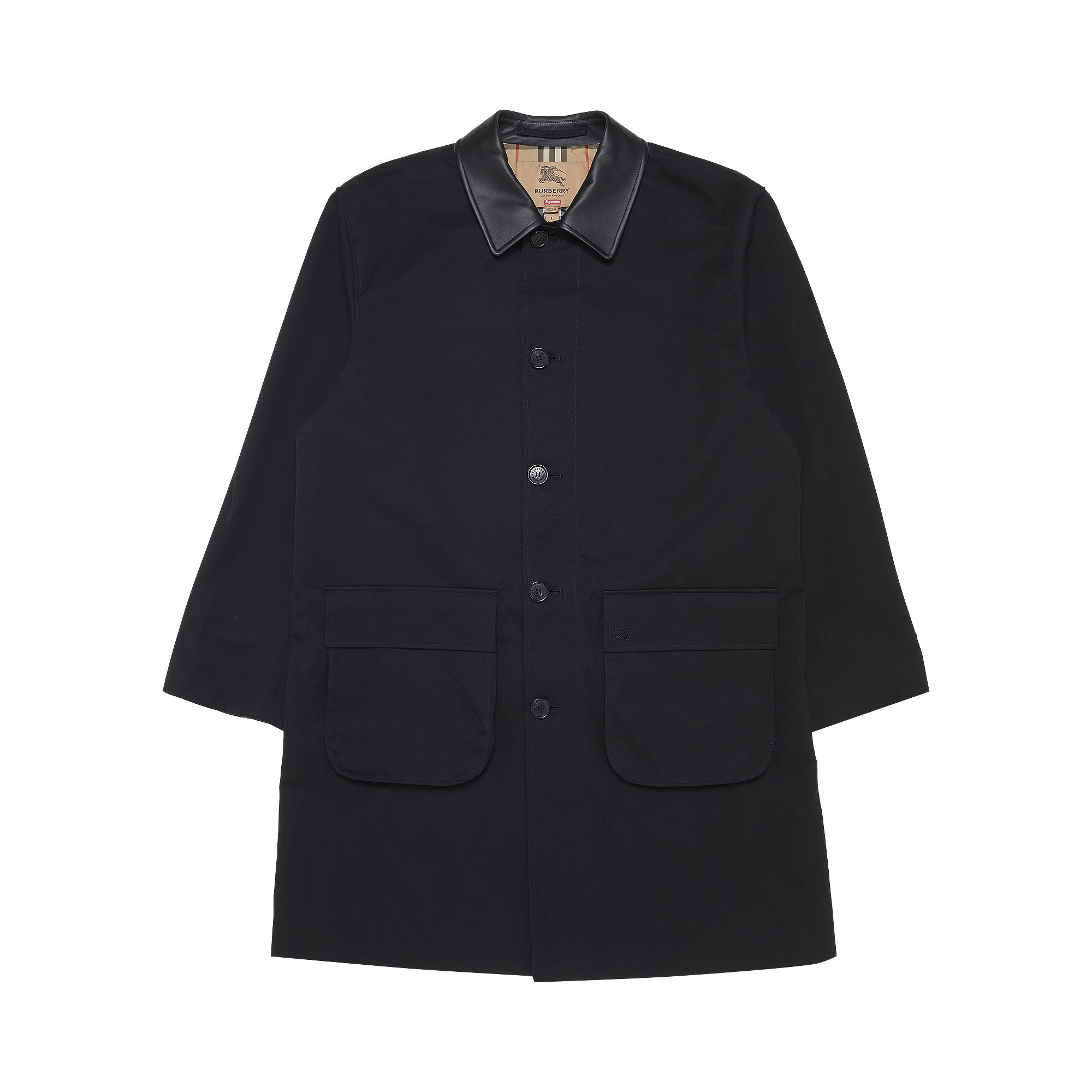 Supreme x Burberry Leather Collar Trench 'Black' | GOAT