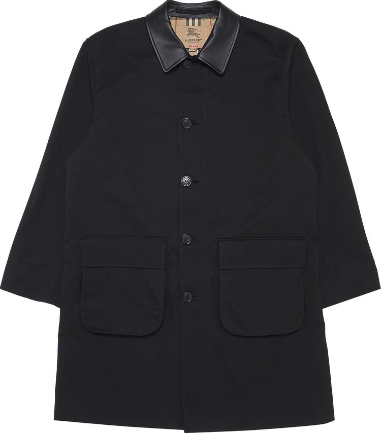 Supreme x Burberry Leather Collar Trench 'Black' | GOAT