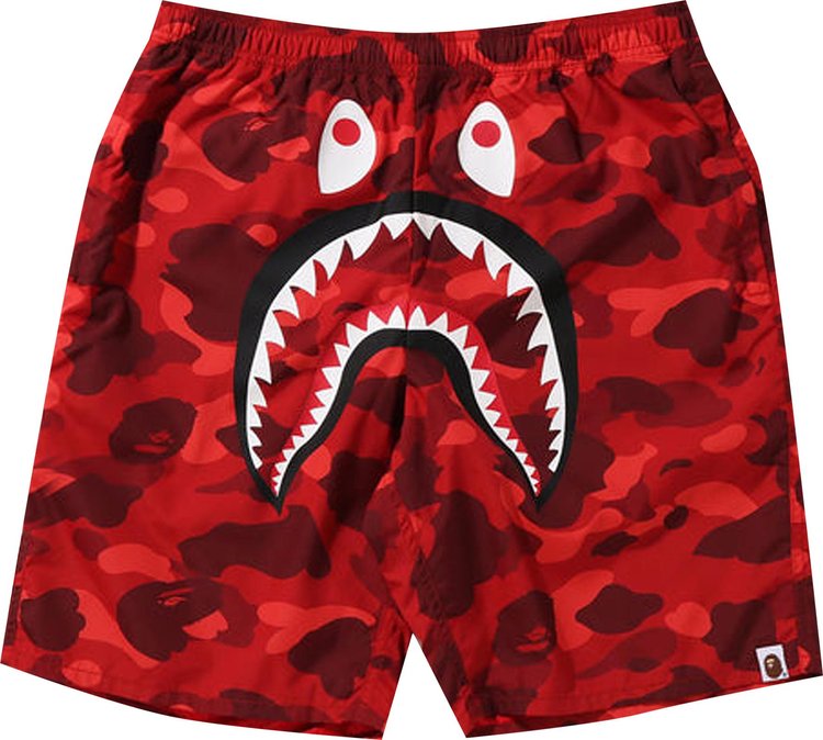 Buy BAPE Color Camo Shark Beach Shorts 'Red' - 1I30 153 016 RED | GOAT