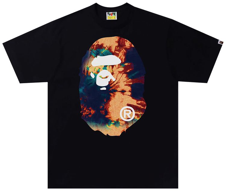BAPE Tie Dye Big Ape Head Tee BlackNavy