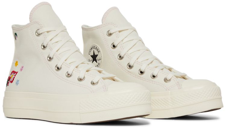 Converse Wmns Chuck Taylor All Star Lift Platform High Floral Embroidery   Egret