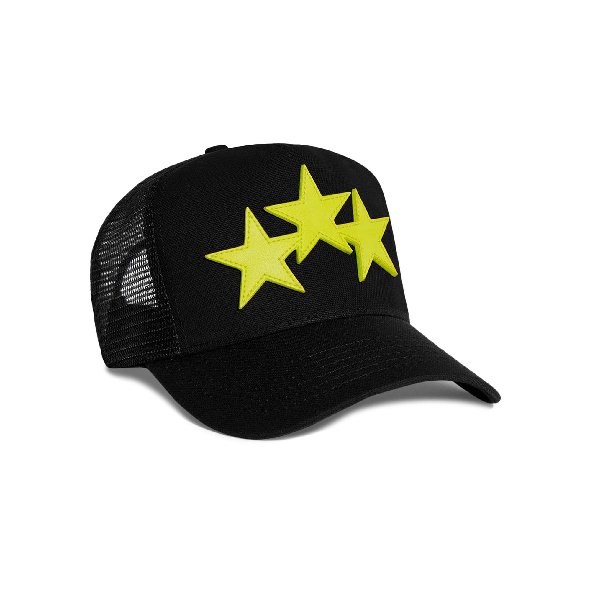 Buy Amiri Three Star Trucker Hat 'Black/Lime' - PF22MAH005
