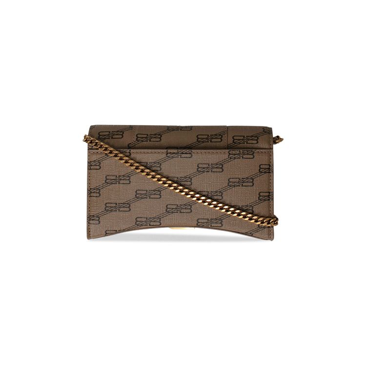 Balenciaga Hourglass Wallet With Chain BeigeBrown
