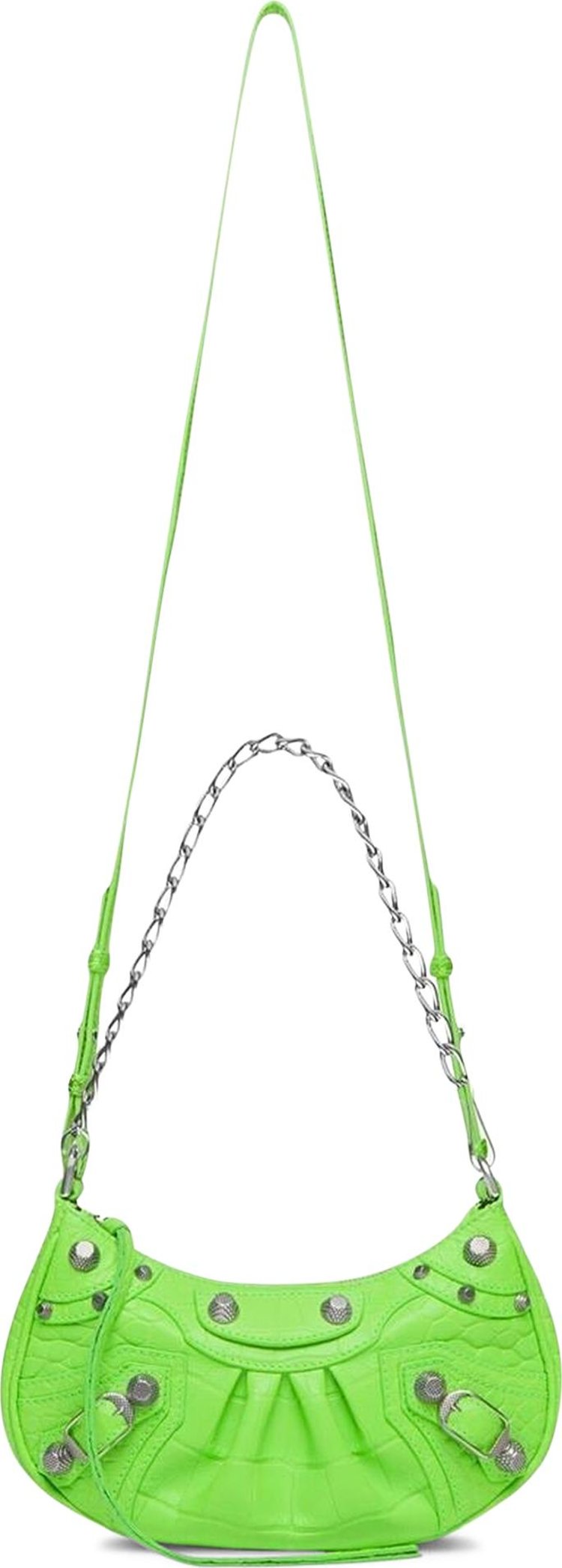 Balenciaga Le Cagole Mini Purse With Chain Acid Green