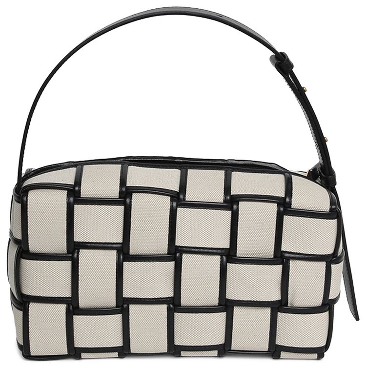 Bottega Veneta Intreccio Top Handle Canvas Bag Neutral NaturalBlackGold